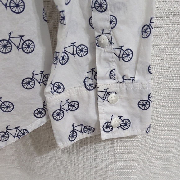 Liz Claiborne Women's Button Down Shirt White Blue Bycicle Cotton Large Casual - Picture 11 of 11
